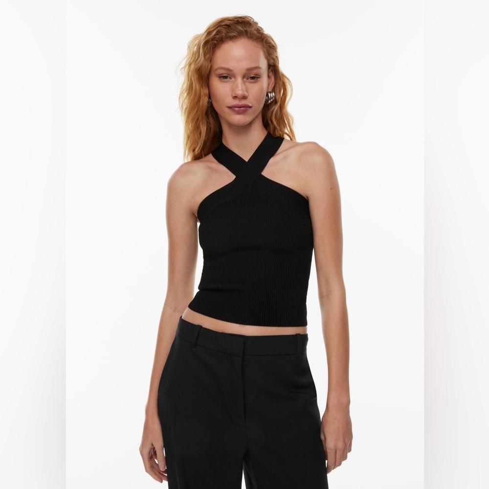 Aritzia Babaton Sculpt Knit Criss-Cross Halter Tank Small